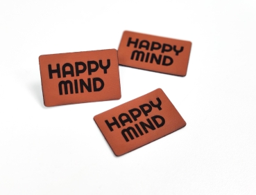 Kunstleder-Label "HAPPY MIND" braun