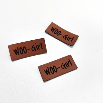 Kunstleder-Label "woo-girl" braun