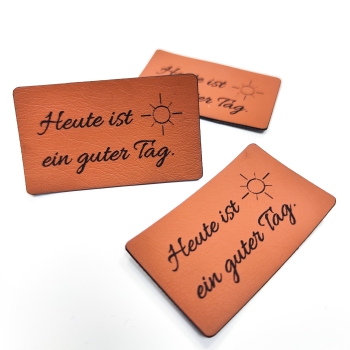 Kunstleder-Label "Heute ist ein guter Tag" braun