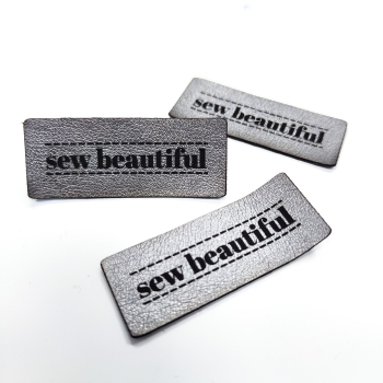 Kunstleder-Label "sew beautiful" silber
