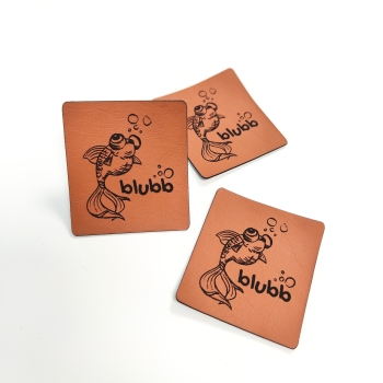 Kunstleder-Label "blubb" braun