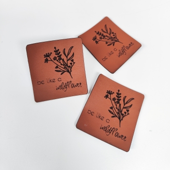 Kunstleder-Label "be like a wildflower" braun
