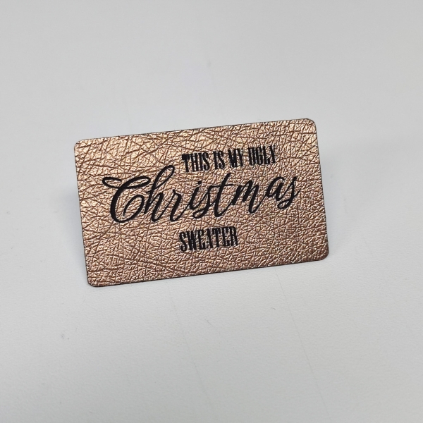 Kunstleder-Label "this is my ugly christmas sweater" gold
