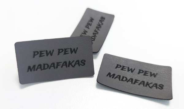 Kunstleder-Label "PEW PEW MADAFAKAS"