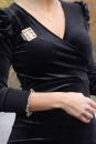 Stretch-Velvet uni schwarz